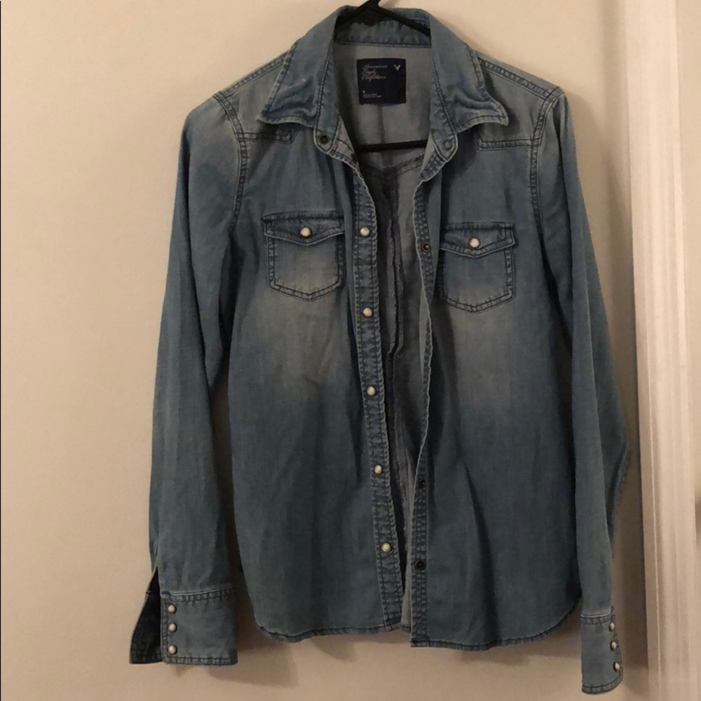 American Eagle jean button up shirt